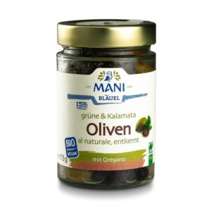 ΜΑΝΙ  - Grüne & Kalamata Oliven al naturale mit Oregano, entkernt, 175g