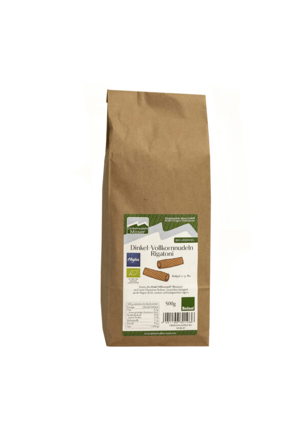 Dinkelpasta von Moser - Dinkel Rigatoni Vollkorn 500g